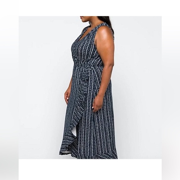 NWT Loveappella Darielle Faux Wrap Ruffle‎ Hem Midi Dress 2X - Picture 3 of 6